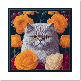 Persian cat. Style vector (yellow version 2 Persian cat) Posters and Art